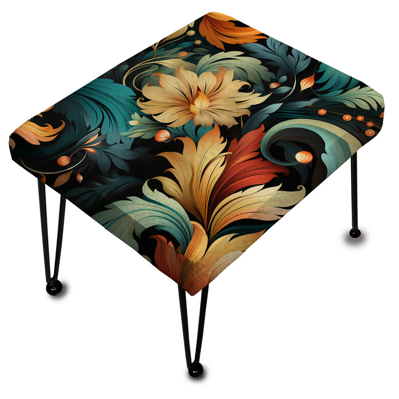 Mélange damassé tribal beige et vert - Repose-pieds rectangulaire damassé