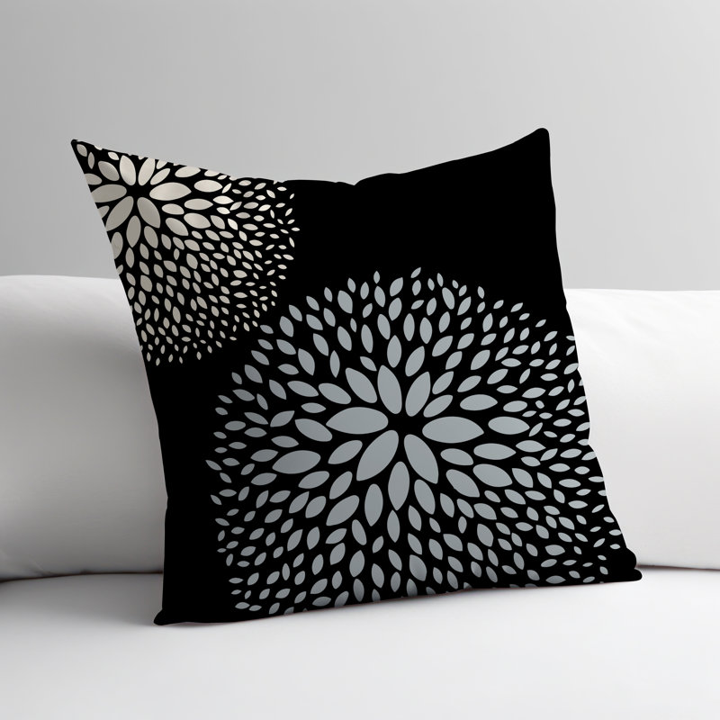 Housse et insert de coussin décoratif intérieur / extérieur Bavière, H 19 po x l 19 po, Gris / noir / crème
