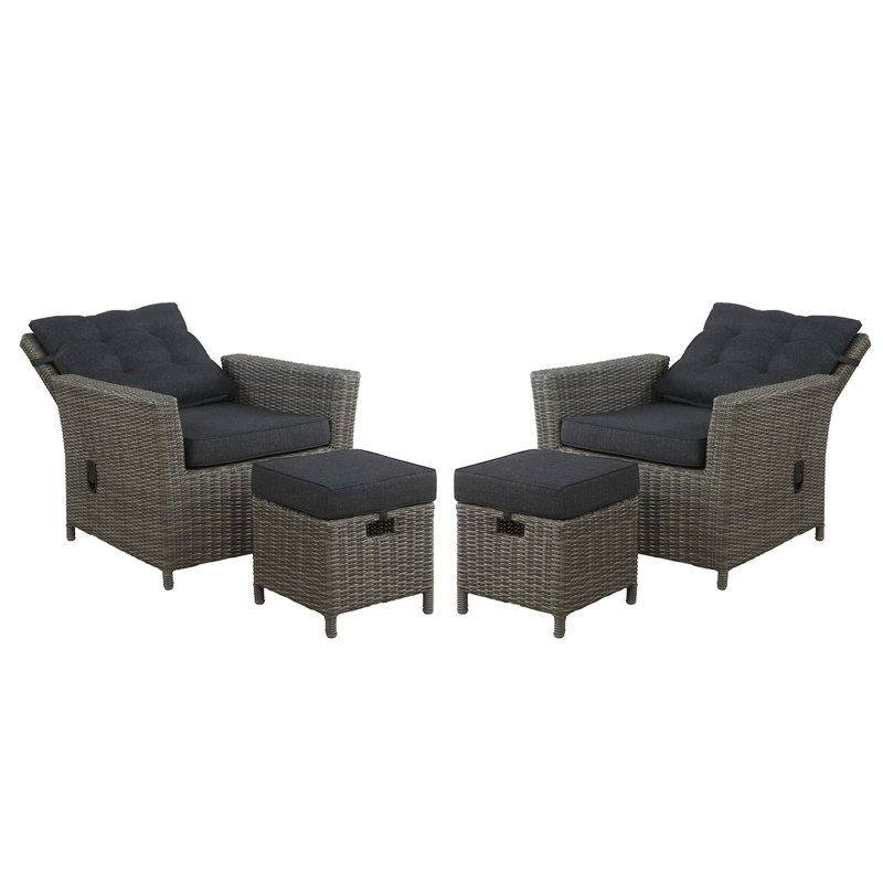 Wicker Outdoor Lounge Chair with Ottoman