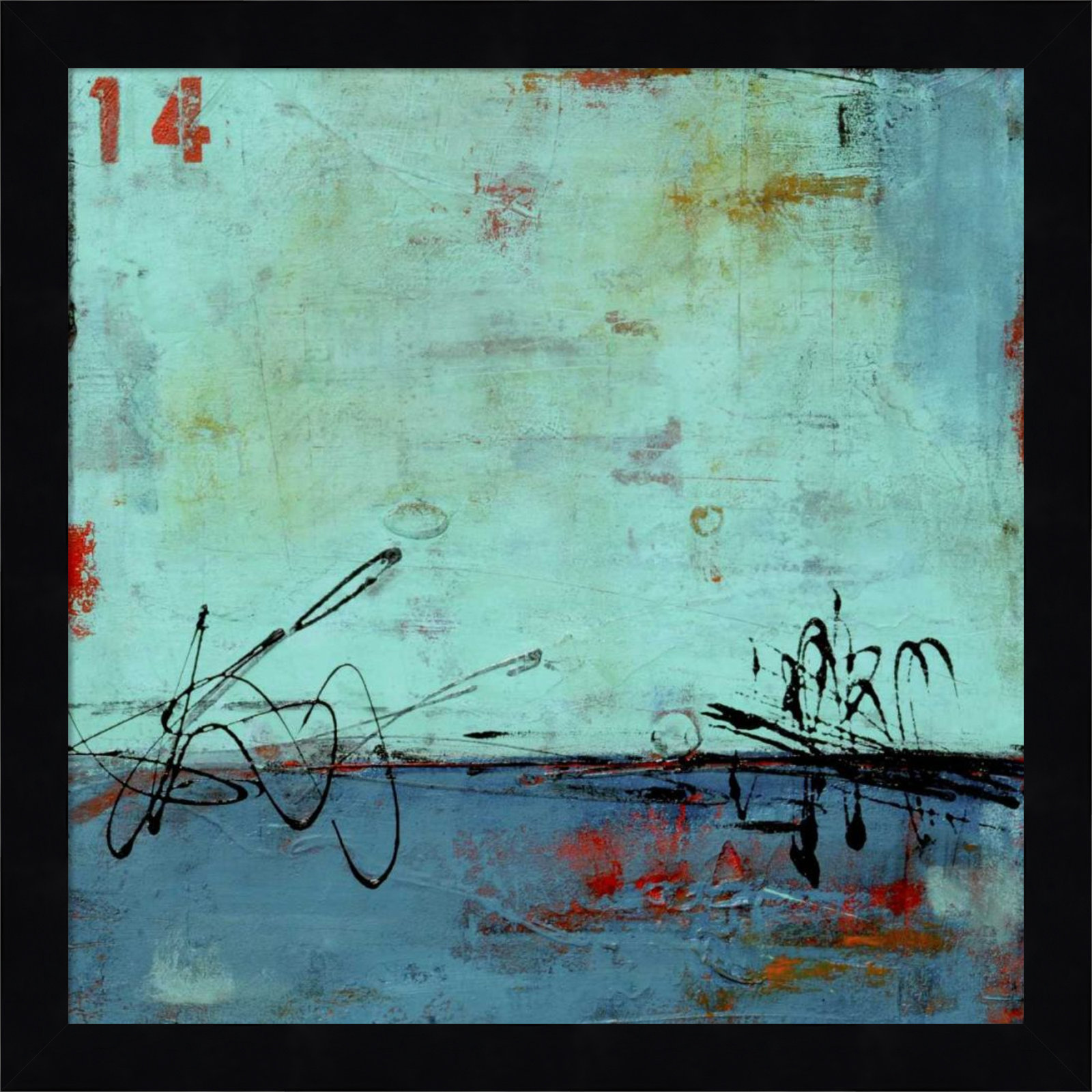 Blue Bay Marina No. 2 Print by Erin Ashley, 13" H x 13" W, Black