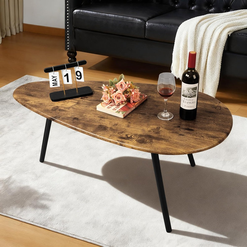 Petite table basse ovale de style Mid-Century pour le salon, table d'appoint rustique avec canapé au centre, assemblage facile