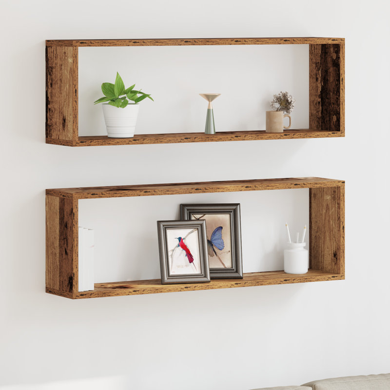 Floating Shelf, 26cm H x 80cm W x 15cm D, Rustic Brown