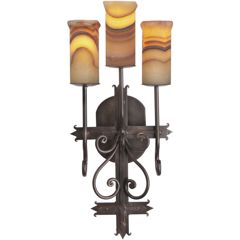 Iglesia 3 - Light Armed Sconce, Pewter Gold