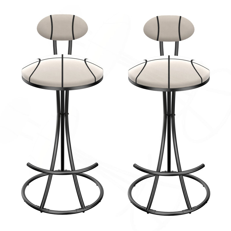 Ensemble de 2 tabourets de bar rembourrés avec tabourets de bar à hauteur de comptoir et chaises de bar modernes en velours pour îlot de cuisine et salon (noir et rayé)