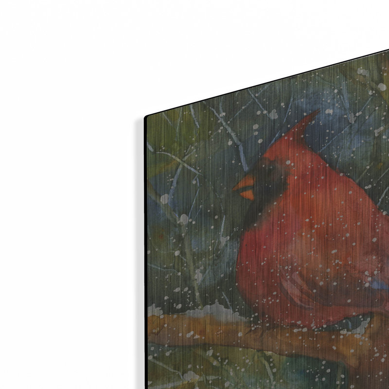 «Perché Cardinal» par Annelein Beukenkamp, art mural en métal, H 16 po x l 12 po