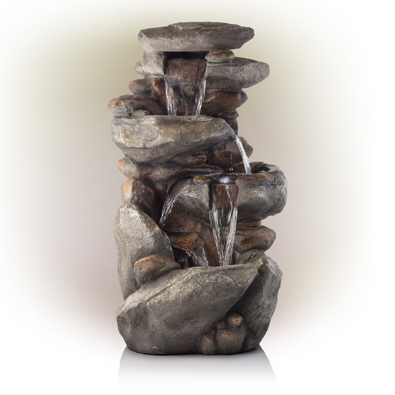 Hailey Weather Resistant Floor Fountain with Light