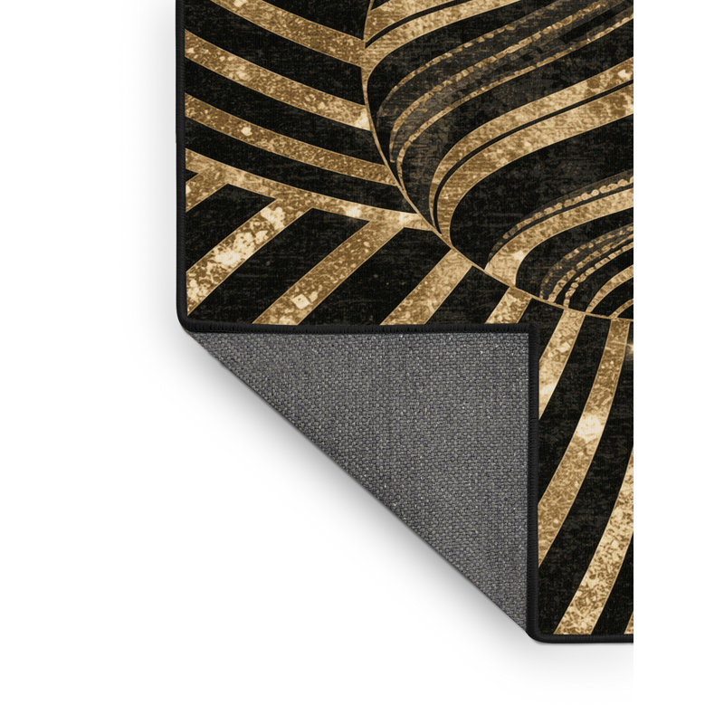 Soft Plush Evenson Christmas Modern & Contemporary Abstract Area Rug in Black – Black Binding, 6x9