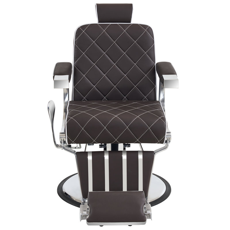 Mahelet Classic Barber Chair, Brown Faux Leather