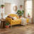 Rainbow-Inspired Linen Upholstered Chaise Lounge with Curved Backrest-1078484647