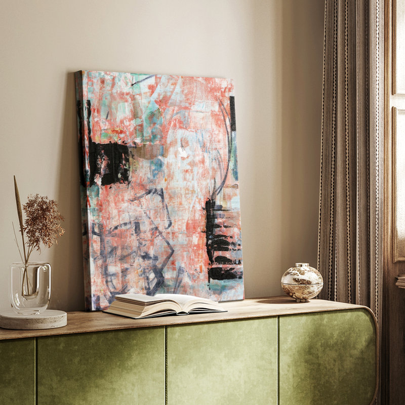 Tangerine et bleu sarcelle I - galerie sur mesure Cavas, H 12 po x l 8 po