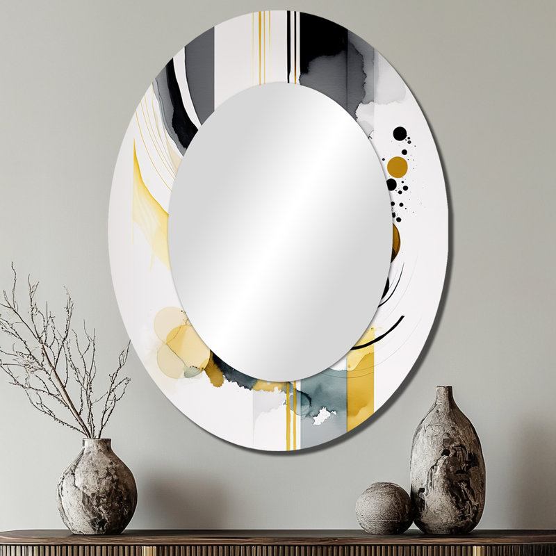 Abstrait transitionnel formes I - miroir mural ovale moderne, 40 po x 30 po