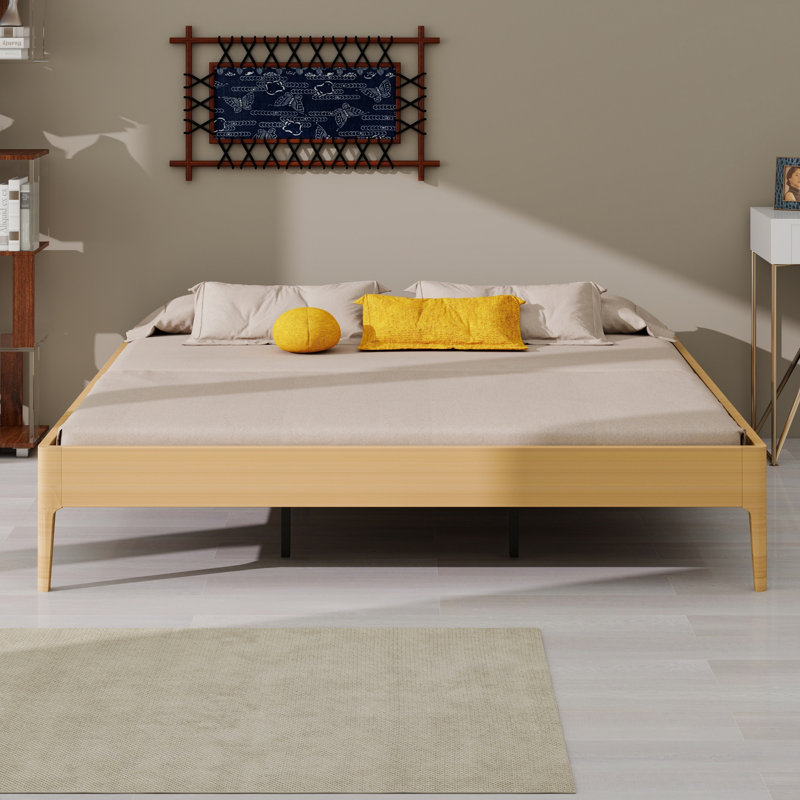 Modern Minimalist Platform Bed, Natural, King