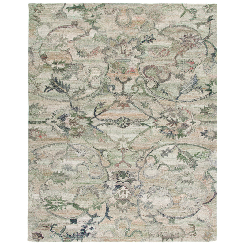 Lineberger Hand Tufted Floral Indoor Rug, Rectangle 8' x 10'