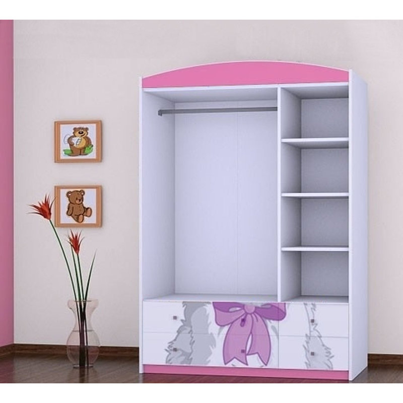 Vihaan 3 Door Wardrobe, Pink