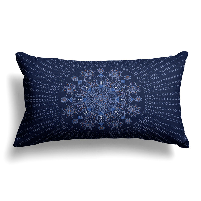 Carnation Circle  Rectangular Throw Pillow, Blue/Brown
