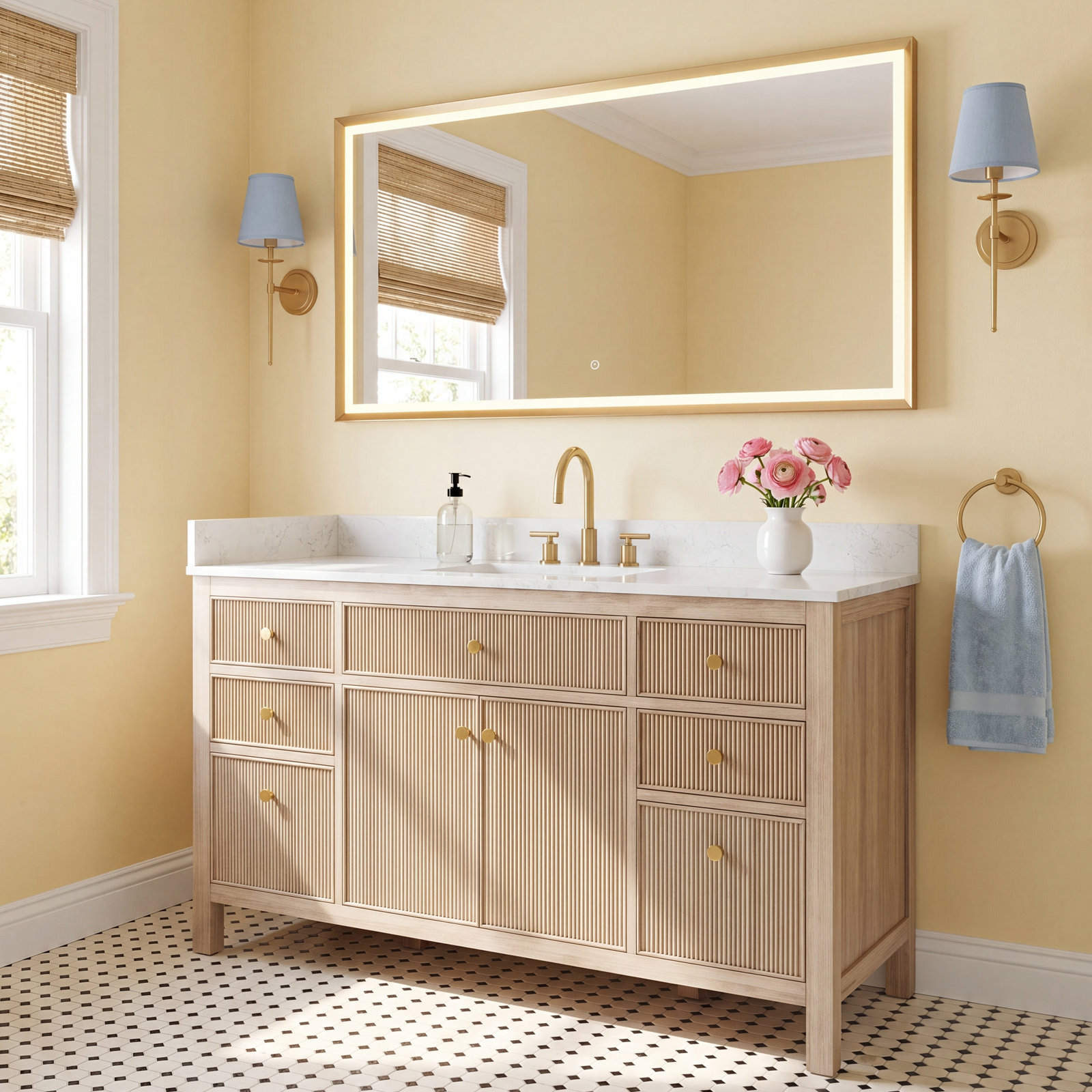Lala 60" Single Bathroom Vanity, Nature Oak