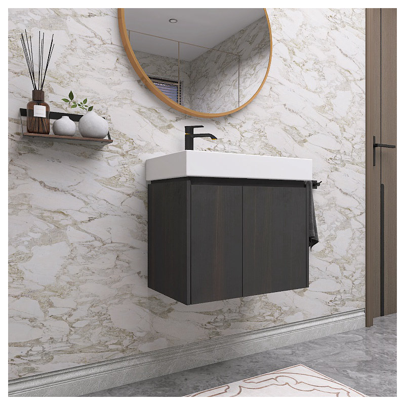 Meuble-lavabo avec plateau Jaiel, Noir