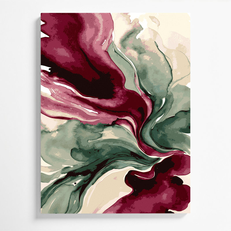 Aquarelle abstraite, art mural rouge sur toile 96