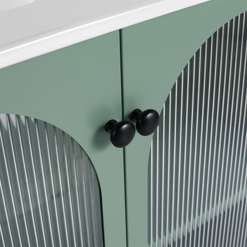 Meuble-lavabo autoportant de 30 po avec lavabo en céramique, Vert menthe