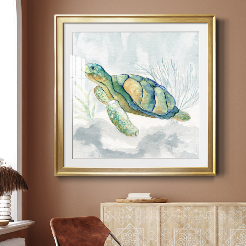 «Riding the Current II» - peinture encadrée, Encadrement doré, H 34,5 po x l 34,5 po x P 1,5 po