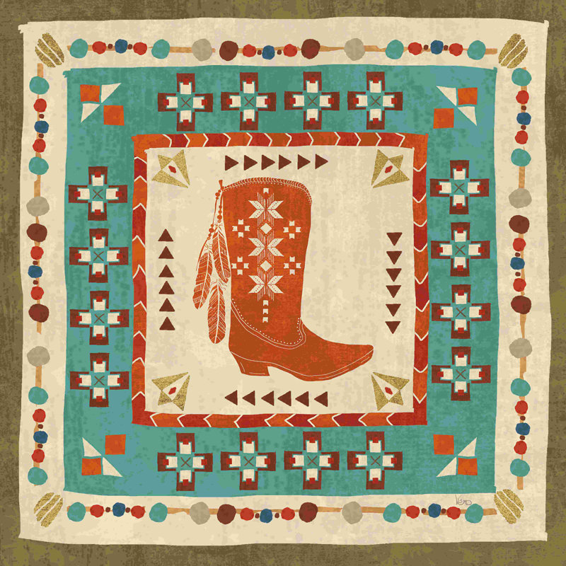 Southwest At Heart Tile III, H 30 po x l 30 po, Non, Cadre flottant noyer