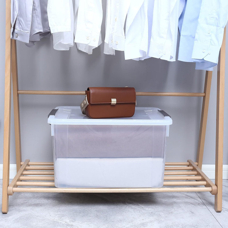 58 Qt Clear Storage Bin With Lid Stackable Container Organizes (Set of 8)