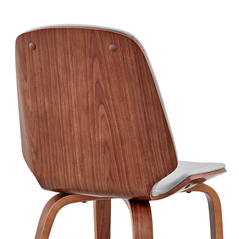 Rohail Leatherette Dining Chair with Slightly Curved Seat, Gray, Brown, 2