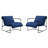 Upholstered Modern Metal Framed Blue Polyester Blend Sling Accent Chair-27168977