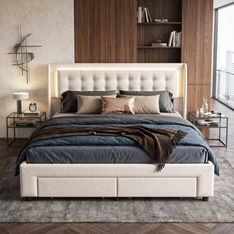 Velvet Hybrid Storage Beds Bed
