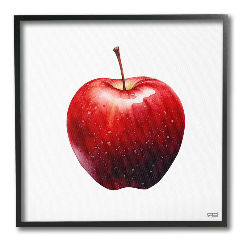 Pomme rouge audacieuse, art giclée par RB, H 12 po x l 12 po, Giclée encadrée noir minuit