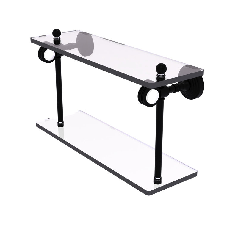 Jarrell 2 Piece Glass Tiered Shelf, 5.12" H x 16" W x 9.3" D, Matte Black