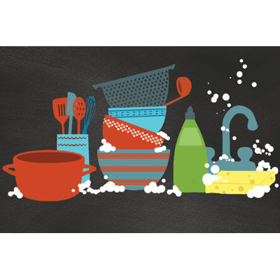Dishes Being Washed - Wrapped Canvas Print