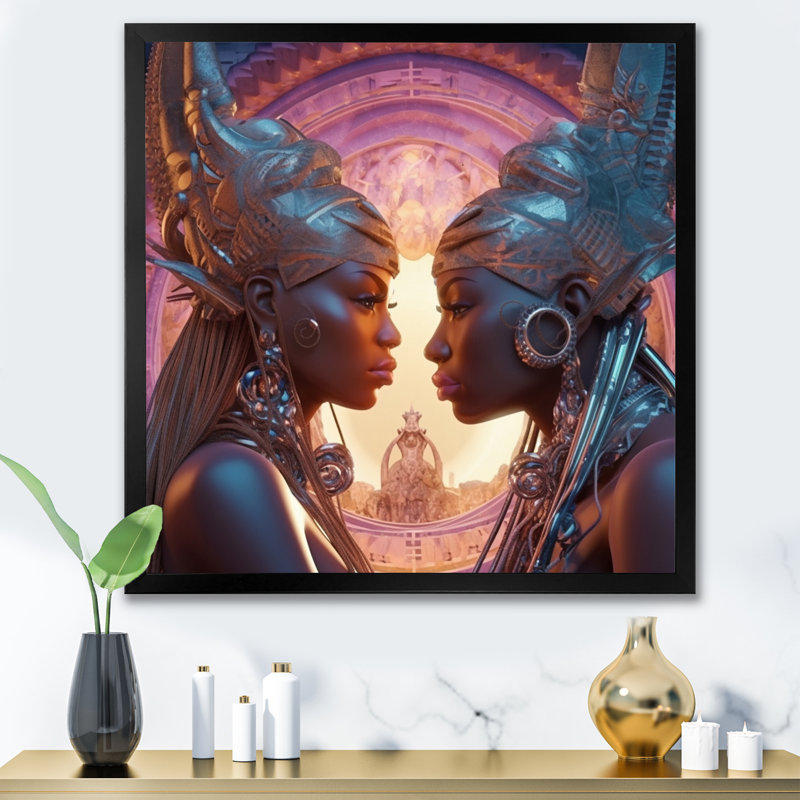 Divine Love Cosmic Lovers, Cadre simple noir, H 36 po x l 36 po x P 1,5 po