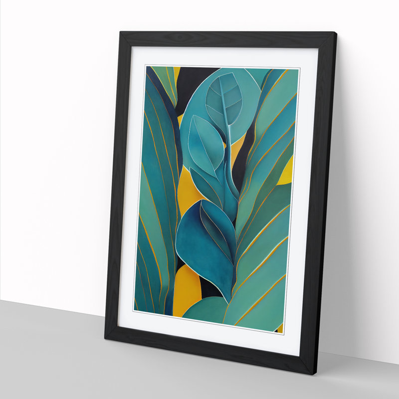 Tropical Leaves Abstract Vol.2 - Single Picture Frame Print, 46cm H x 34cm W x 2cm D, Oak