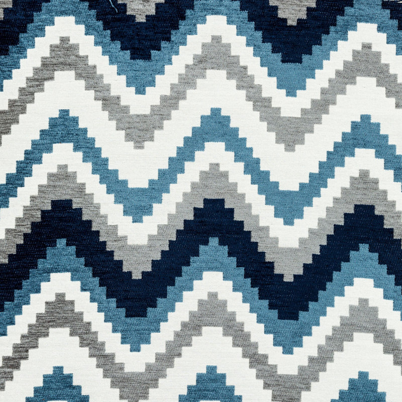 Lori Chevron Rectangular Cushion, 30 x 50cm, Denim Navy Blue