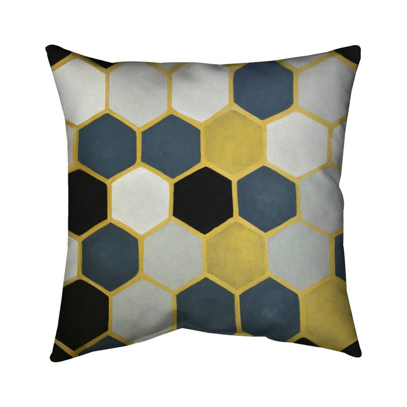 Blue and gold cells - 26"x26" Throw pillow - Poly twill - Print on demand