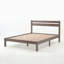 Lit plateforme classique en bois massif avec tête de lit, grand lit, finition grise, aucun sommier requis, assemblage facile-284100578-284100583-284100511
