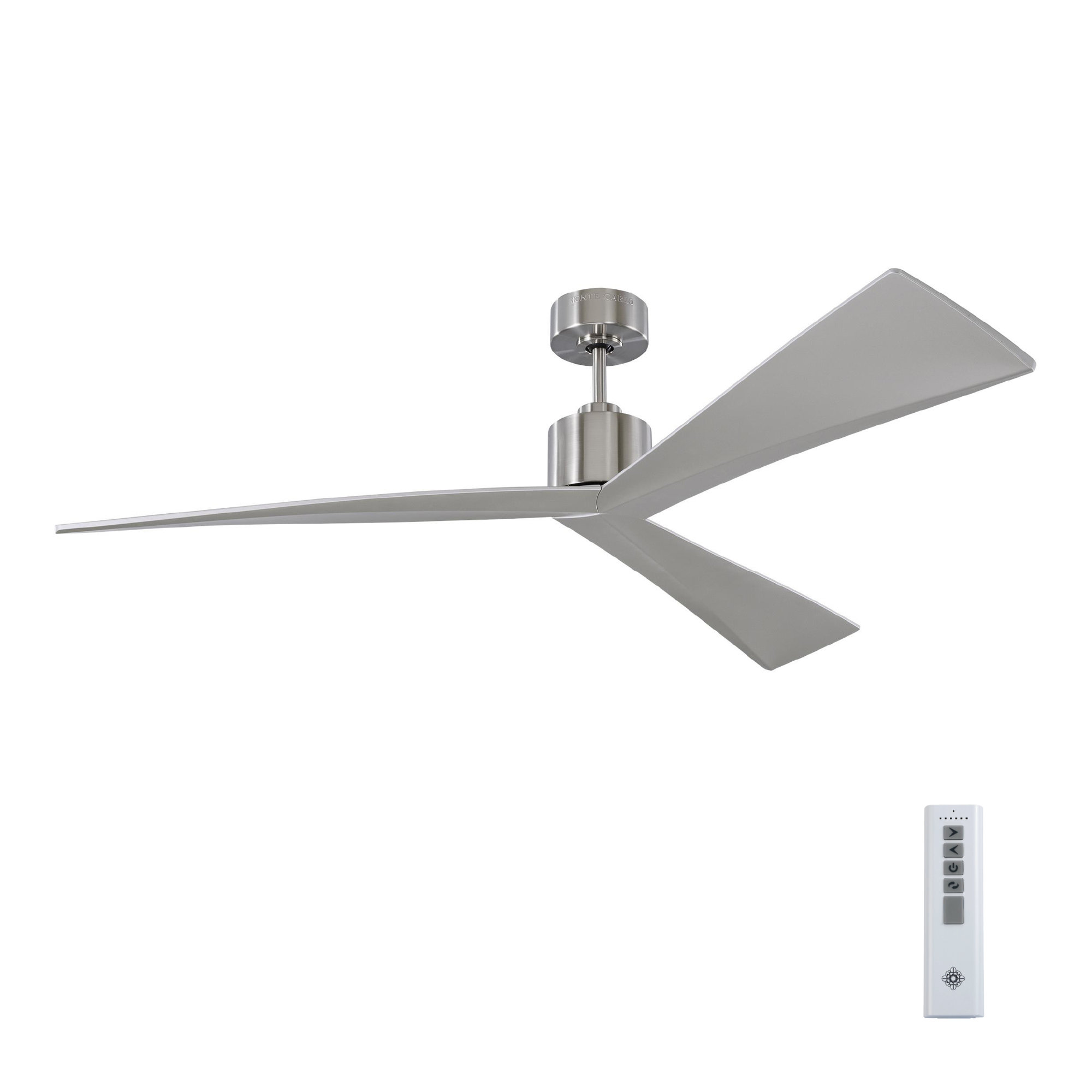Mirage 60'' 3 Blade Ceiling Fan, Brushed Steel/Silver, 52"