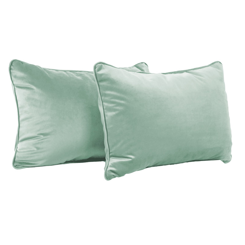 Rectangle Lumbar Microfiber Pillow with Piping, 2-pack, Aloe, Rectangular 16"H x 24"W