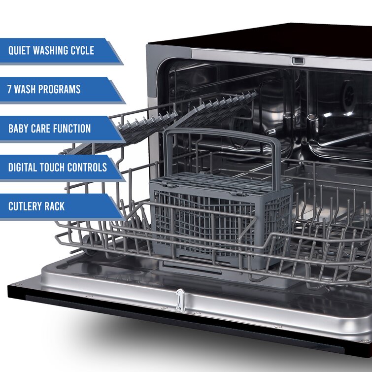 Danby DDW631SDB Countertop Dishwasher with 6 place Settings and Silverware  Basket, LED Display, Energy Star