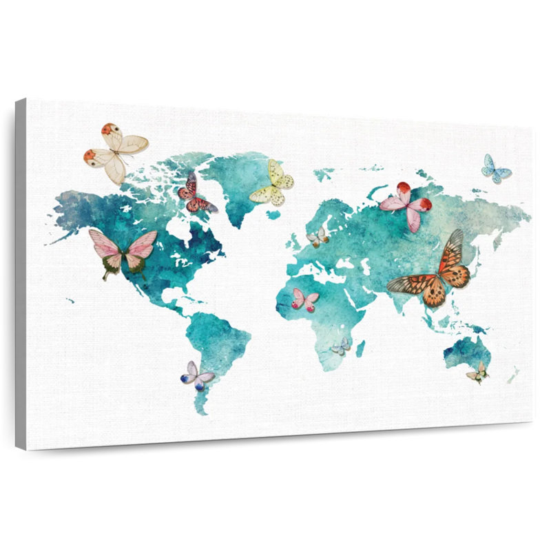 Carte du monde des papillons Aliaz, H 26 po x l 39 po