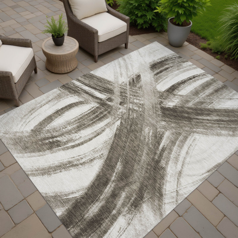 Machine Washable Indoor/Outdoor Lockway ACN2421 Abstract Rug, Rectangle 3' x 5'