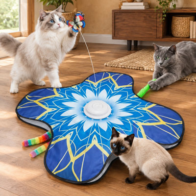 Jouet de chat rechargeable à activation tactile pour le jeu de cache-cache, avec deux baguettes, commande sonore marche/arrêt et ventouses antidérapantes, pour les chatons et chats adultes d'intérieur qui s'ennuient.
