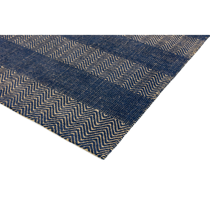 Aaisha Jute Flatweave Navy Rug, Rectangle 100 x 150cm
