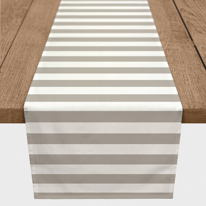 Chemin de table Lynda, Kaki, 90 po x 16 po, Rayé 2