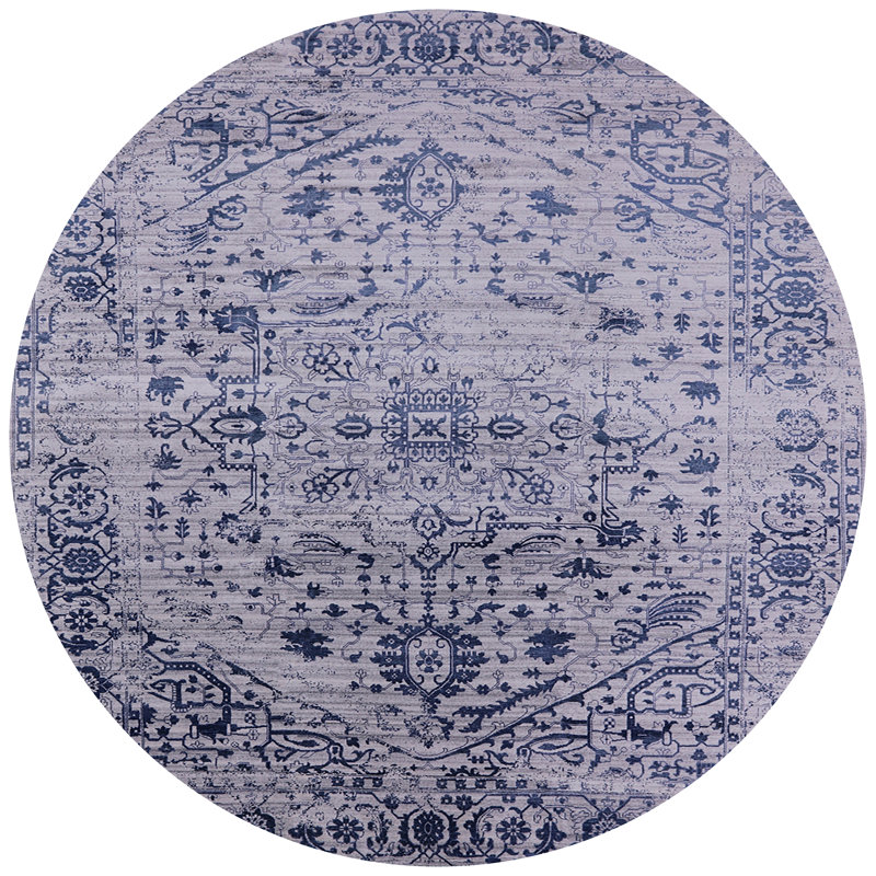 Tapis oriental bleu, Rond 5 pi
