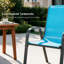 Chaises de patio empilables, tissu Textilène durable avec accoudoirs, cadre en métal robuste, chaises de salle à manger d'extérieur ergonomiques à séchage rapide pour la cour arrière et le bord de la piscine (bleu ciel, 6 pièces)-126637971-126637973