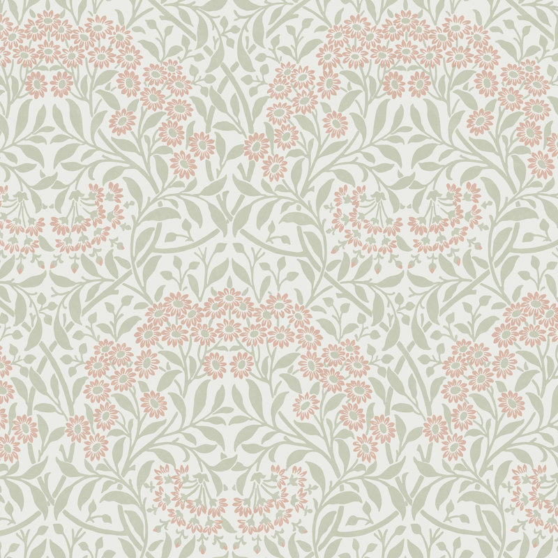 William Morris Michaelmas Daisy Midnight Wallpaper, Pink/Gray