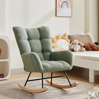 Fauteuil à bascule rembourré avec poche latérale, fauteuil d'allaitement confortable pour chambre de bébé et salon