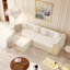 Canapé-lit 90,6 "convertible 3-en-1 avec capitonnage à boutons et bordure dorée - Élégant canapé moderne à 3 places avec repose-pieds mobile pour le salon, appartement, bureau et chambre à coucher en beige / blanc-161463349